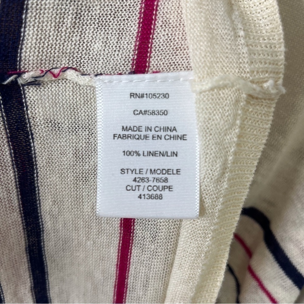 Joie Maine Stripe Linen Pullover Sweater Size Small 3/4 Length Sleeves Boat Neck - Picture 6 of 7
